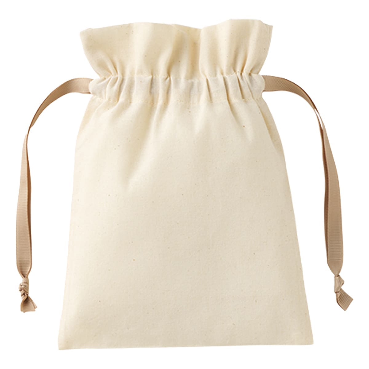 コットンカラーリボン巾着（S） | ノベルティ(小物) | 1枚 | TP-0065 | ベージュ