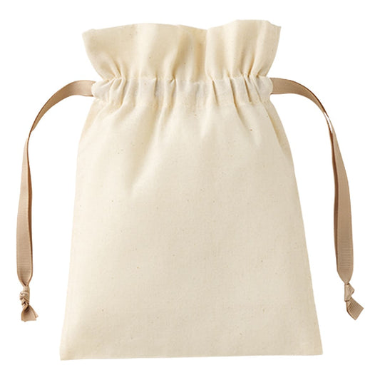 コットンカラーリボン巾着（S） | ノベルティ(小物) | 1枚 | TP-0065 | ベージュ