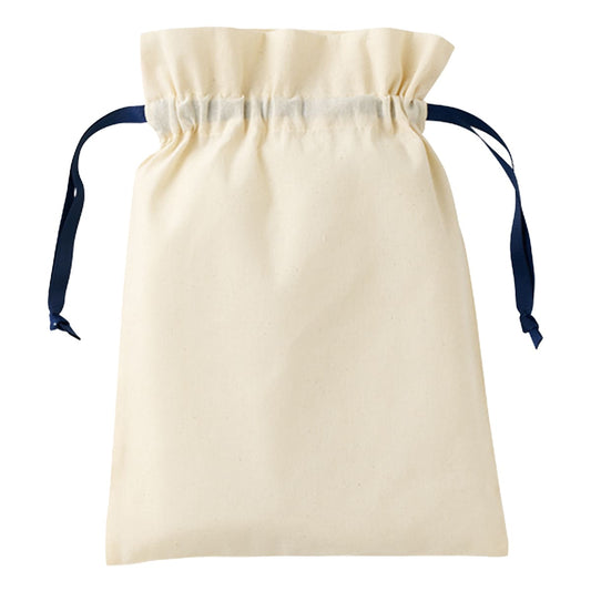 コットンカラーリボン巾着（M） | ノベルティ(小物) | 1枚 | TP-0066 | ネイビー