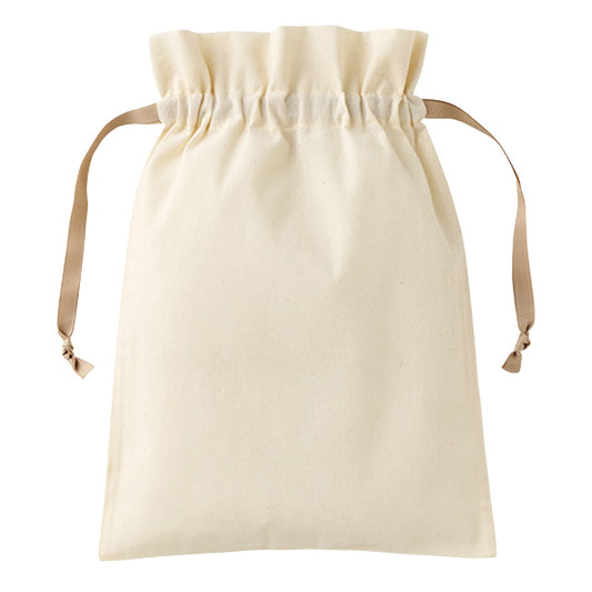 コットンカラーリボン巾着（M） | ノベルティ(小物) | 1枚 | TP-0066 | ベージュ