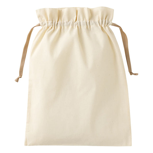 コットンカラーリボン巾着（L） | ノベルティ(小物) | 1枚 | TP-0067 | ベージュ