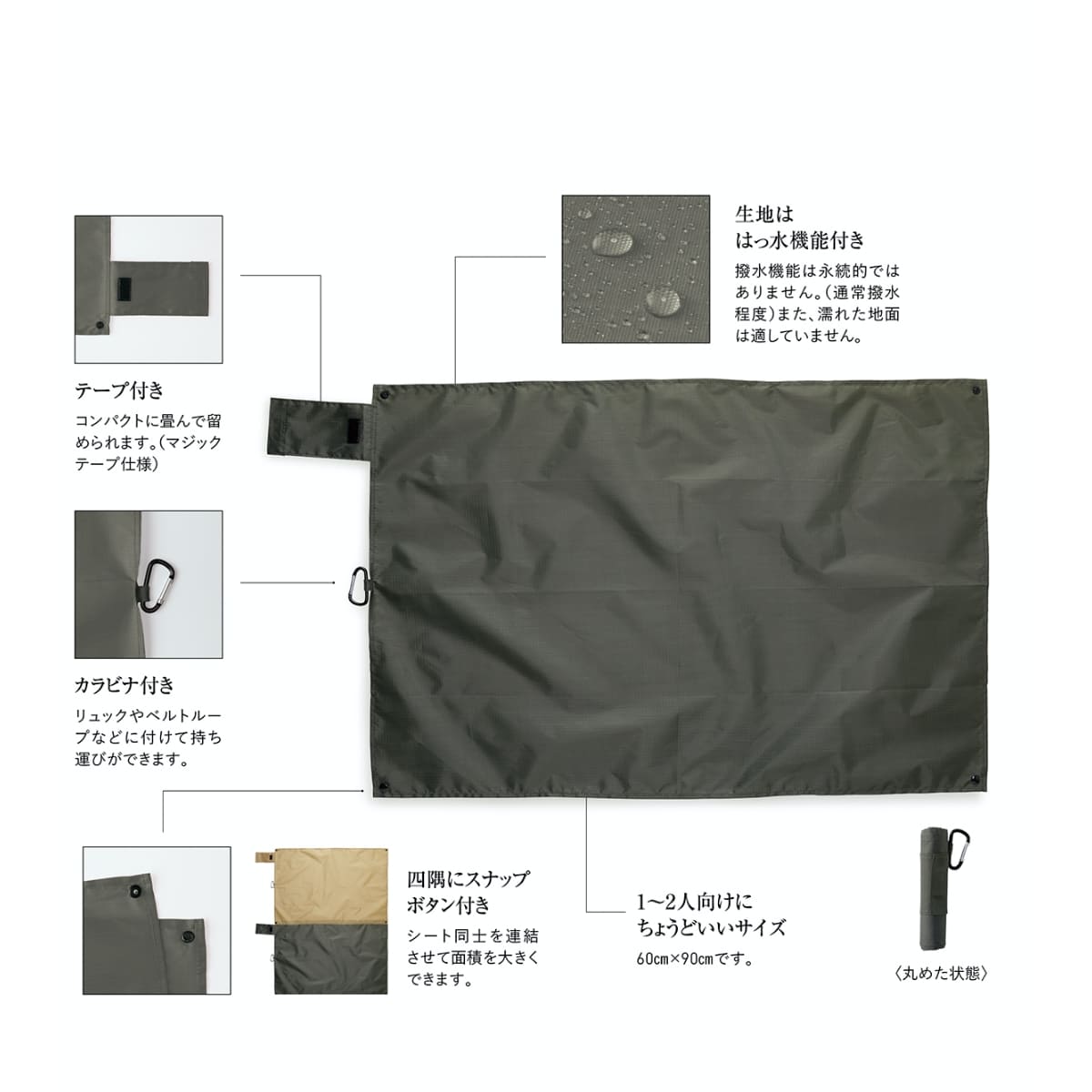 リップシングルピクニックシート | ノベルティ(小物) | 1枚 | RPS-305 | アーミーグリーン