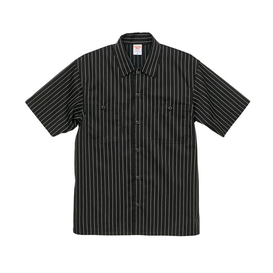 T/C ストライプ ワークシャツ | ビッグサイズ | 1枚 | 1781-01 | ブラック/ホワイト