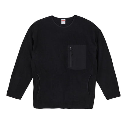 マイクロフリース クルーネック シャツ（一重） | ビッグサイズ | 1枚 | 7098-01 | ブラック