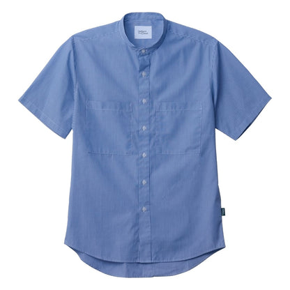 ユニセックスバンドカラーシャツ | 介護服（福祉・ケア） | 1枚 | BKB4506 | ネイビーストライプ（ポリジン加工）