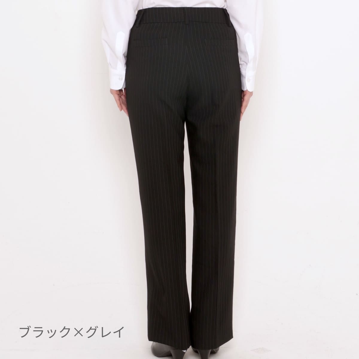 パンツ［Herringbone PinStripe］ | 事務服 | 1枚 | AP6232 | ブラック×グレイ
