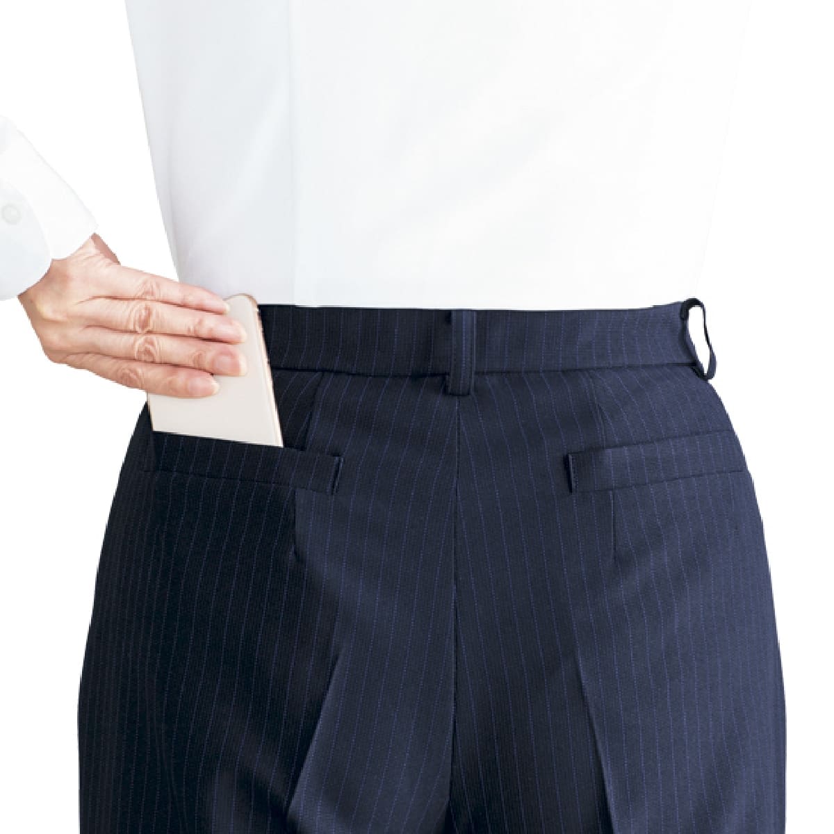 裾上げらくらくパンツ［VALUE STRIPE］ | 事務服 | 1枚 | AP6245 | ブラック×ベージュ