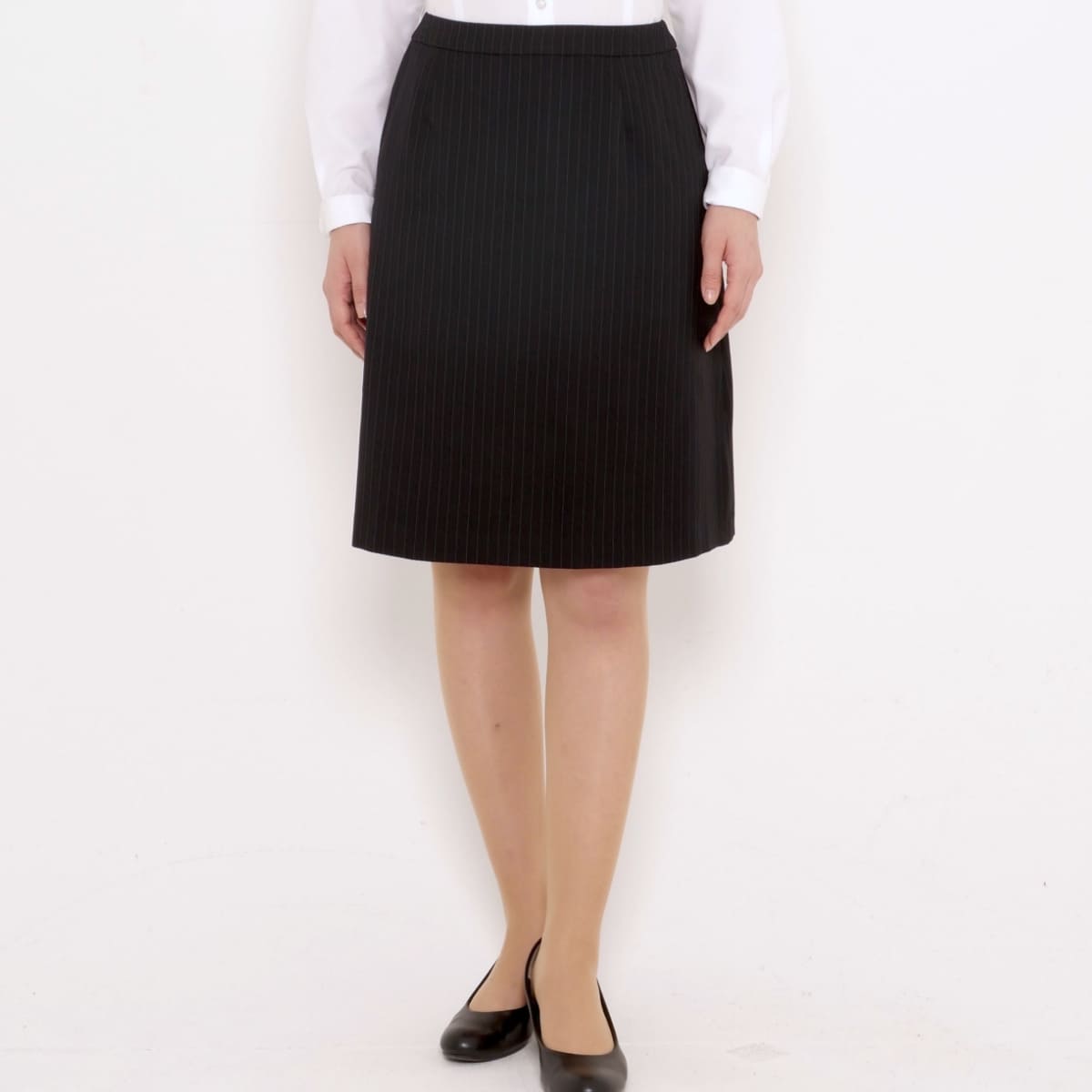 Aラインスカート［Herringbone PinStripe］ | 事務服 | 1枚 | AS2284 | ネイビー×グレイ
