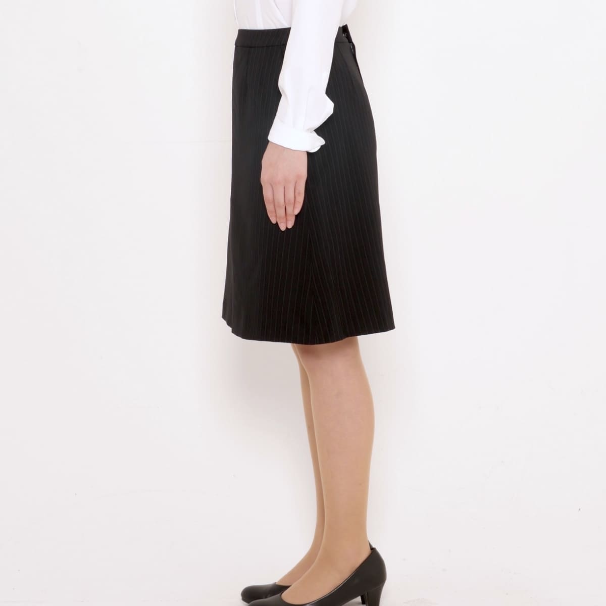 Aラインスカート［Herringbone PinStripe］ | 事務服 | 1枚 | AS2284 | ネイビー×グレイ