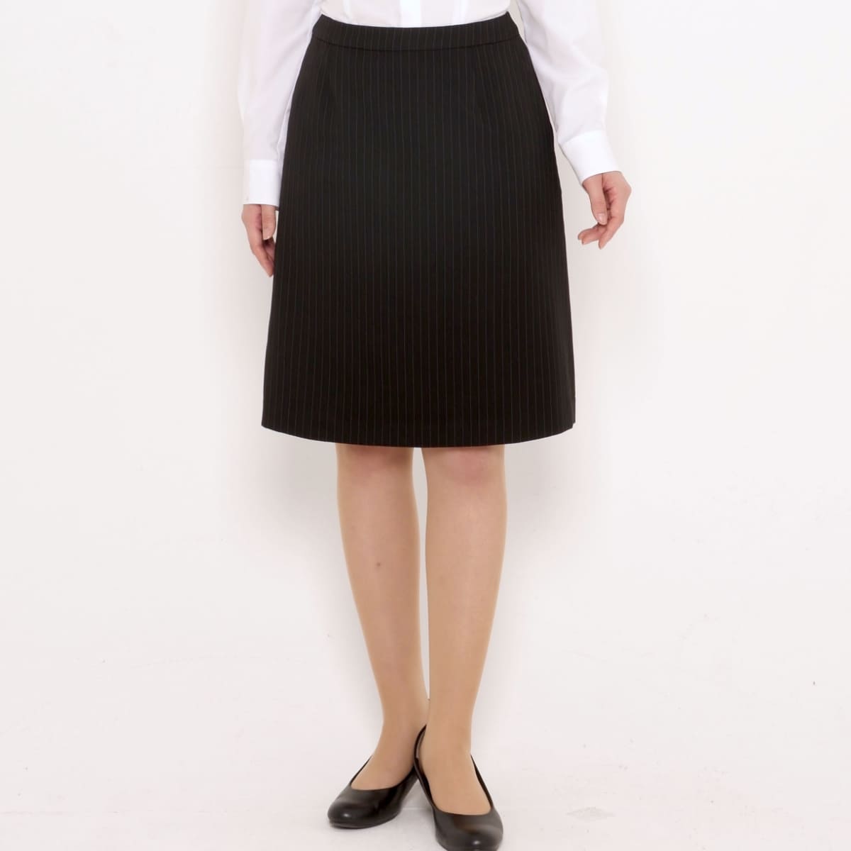 Aラインスカート［Herringbone PinStripe］ | 事務服 | 1枚 | AS2284 | ネイビー×グレイ