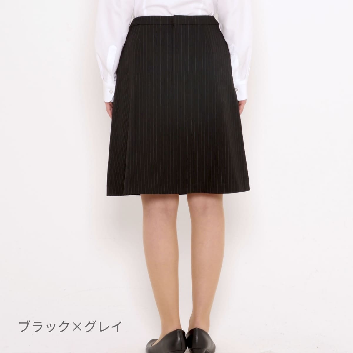 Aラインスカート［Herringbone PinStripe］ | 事務服 | 1枚 | AS2284 | ネイビー×グレイ