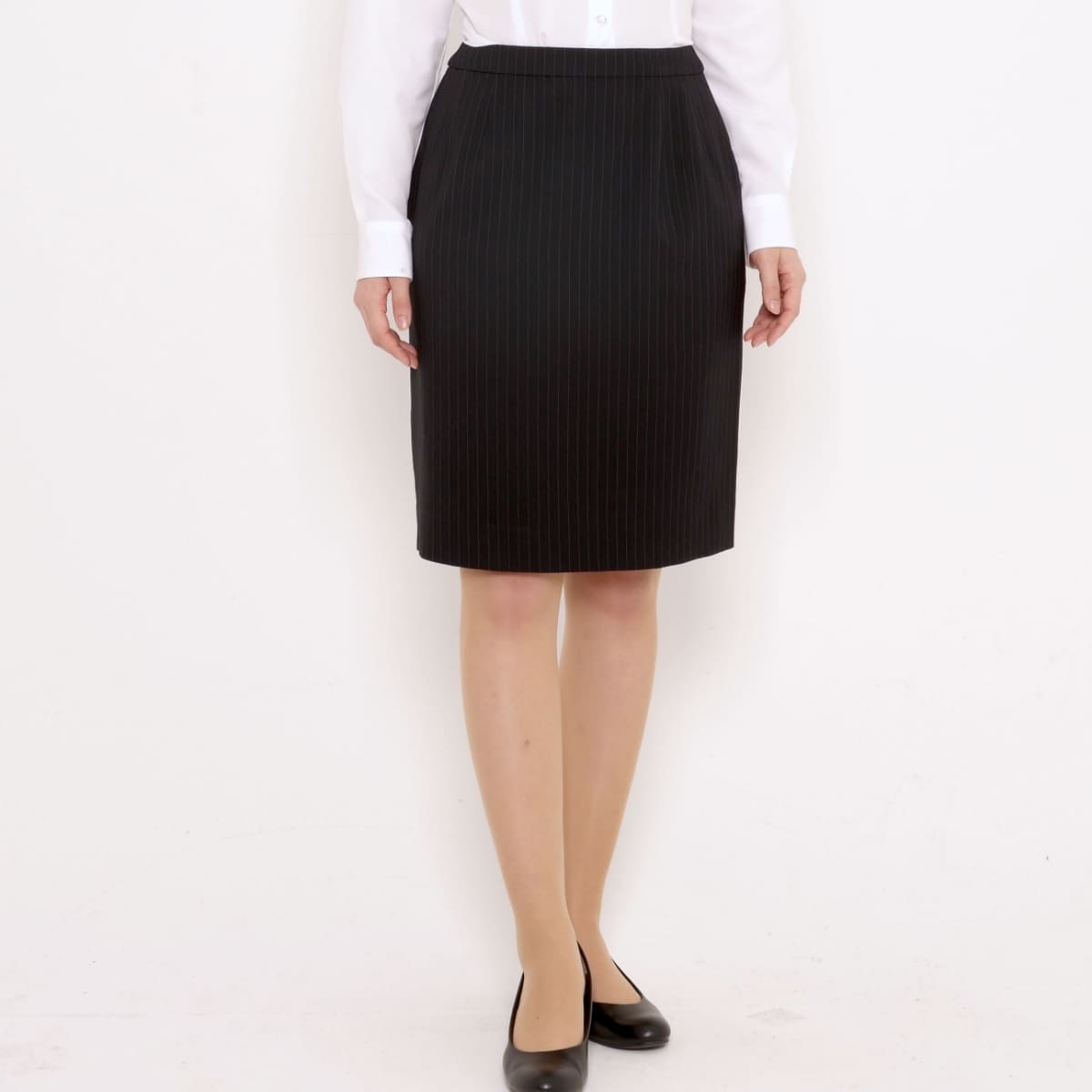 タイトスカート［Herringbone PinStripe］ | 事務服 | 1枚 | AS2285 | ネイビー×グレイ