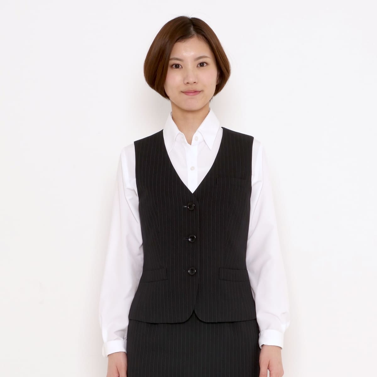 ベスト［Herringbone PinStripe］ | 事務服 | 1枚 | AV1250 | ネイビー×グレイ