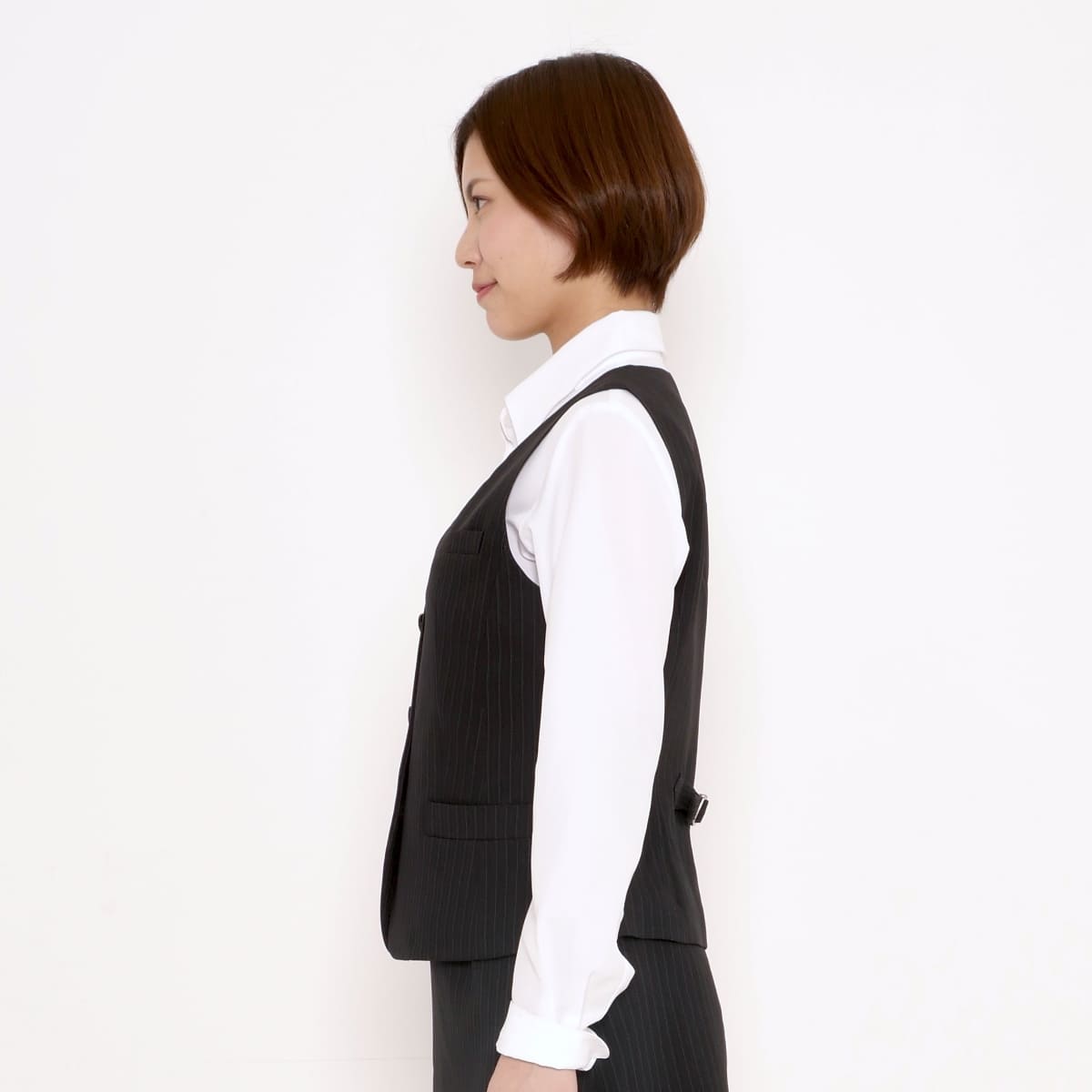 ベスト［Herringbone PinStripe］ | 事務服 | 1枚 | AV1250 | ネイビー×グレイ