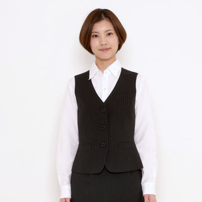 ベスト［Herringbone PinStripe］ | 事務服 | 1枚 | AV1250 | ネイビー×グレイ