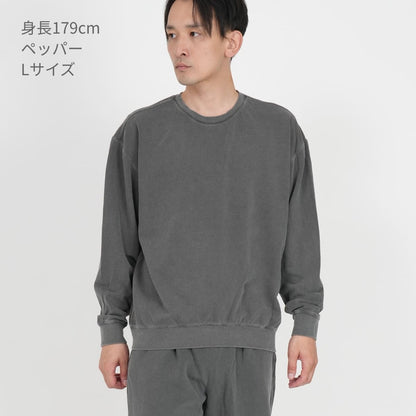 6.4oz ガーメントダイ ライトウェイト クルーネック スウェットシャツ | ビッグサイズ | 1枚 | 1466 | ブルージーン