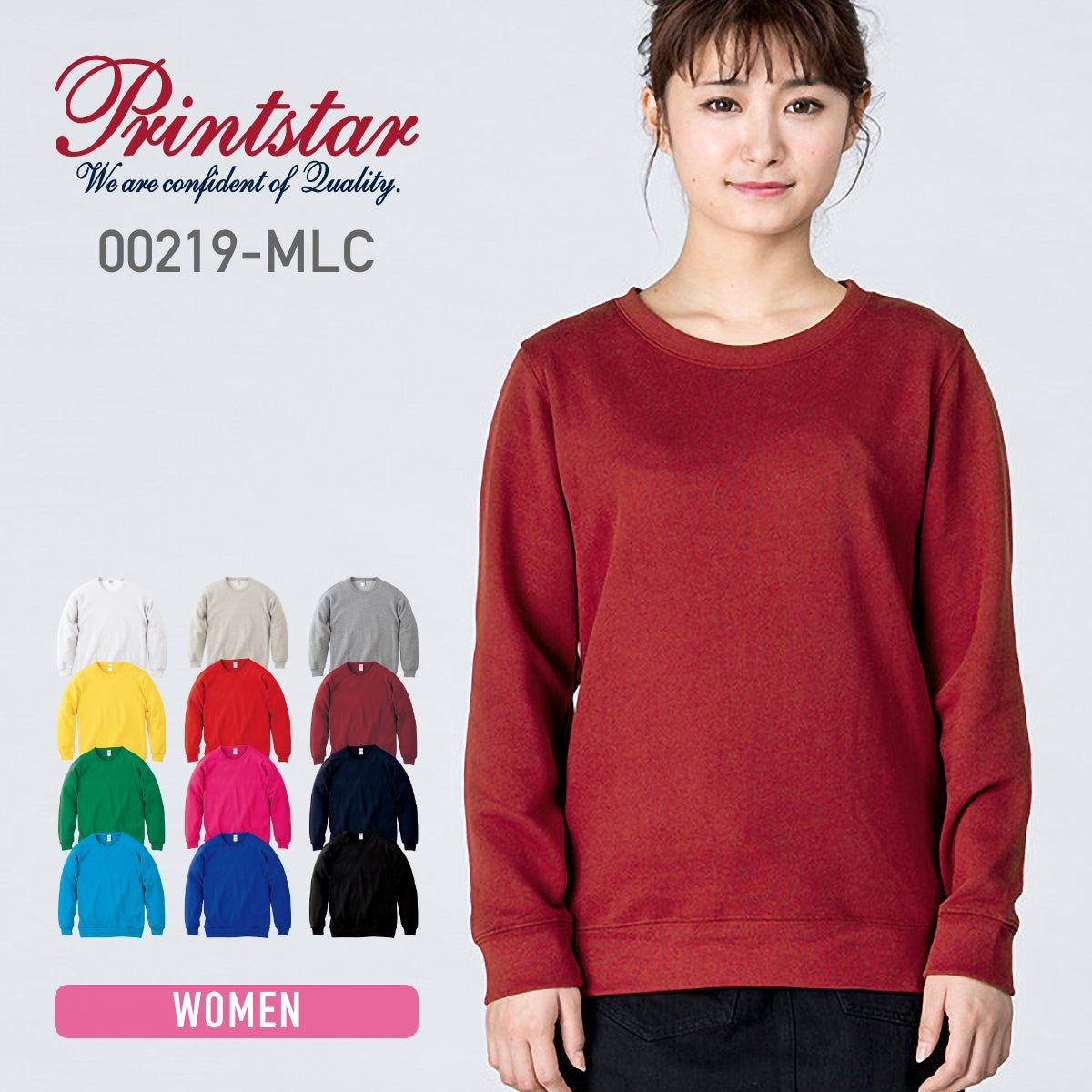 クルーネックライトトレーナー | レディース | 1枚 | 00219-MLC | バーガンディ