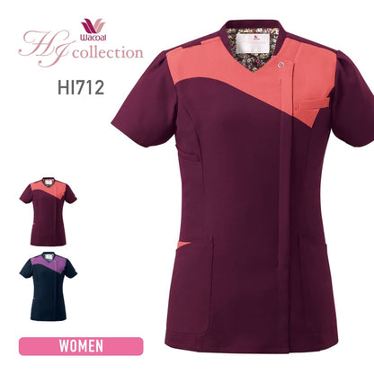 レディスジップスクラブ（Wacoal HI collection） | メディカルウェア | 1枚 | HI712 | バーガンディ×リリスピンク