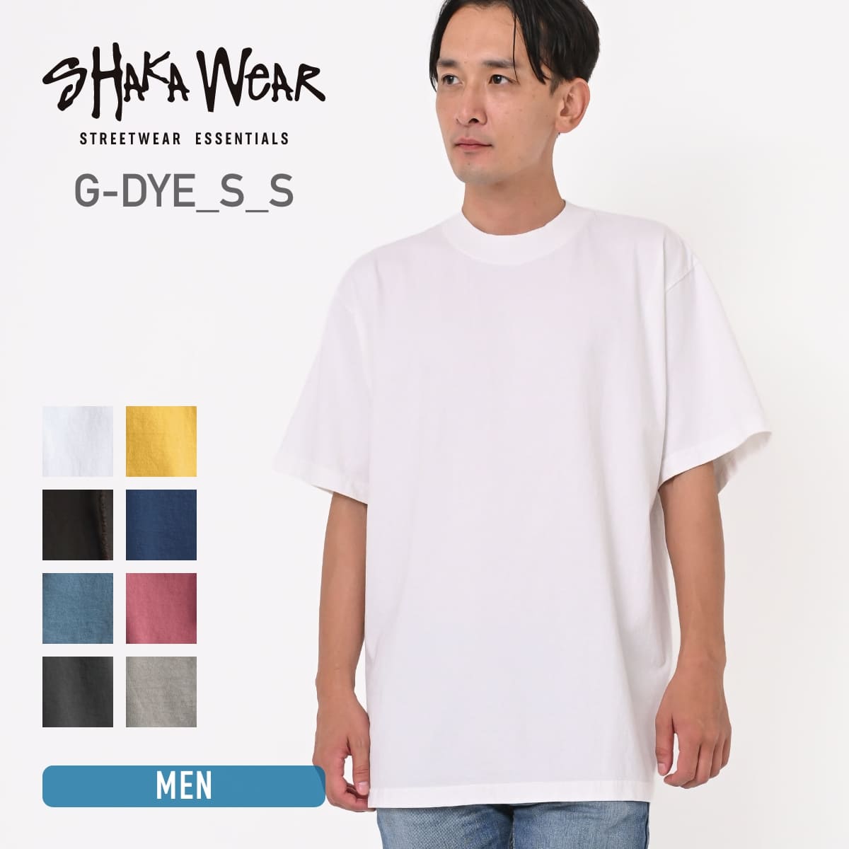 shaka wear 7.5OZ MAX HEAVYWEIGHT GARMENT DYE SHORTSLEEVE | メンズ | 1枚 | G-DYE_S_S | WHITE