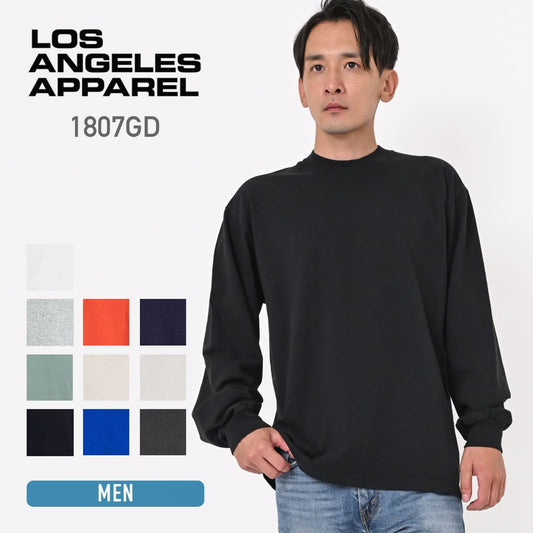 los angeles apparel S/S Grmnt Dye Crew Neck 6.5oz | メンズ | 1枚 | 1807GD | BLACK