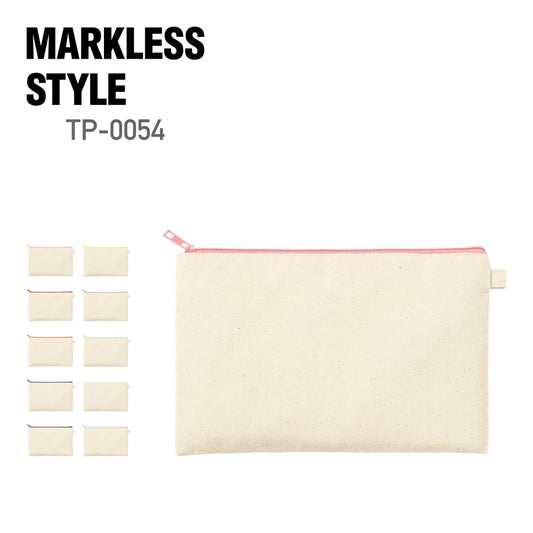 カラーファスナーキャンバスフラットポーチ（M） | ノベルティ(小物) | 1枚 | TP-0054 | ライトピンク