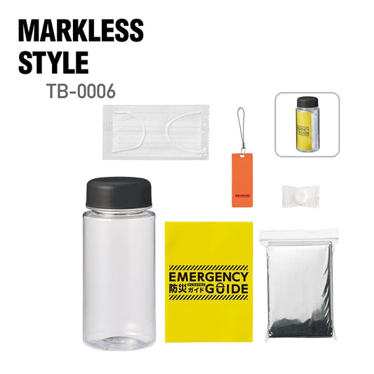 防災緊急6点セット コンパクトボトルタイプ | ノベルティ(小物) | 1枚 | TB-0006 | ブラック