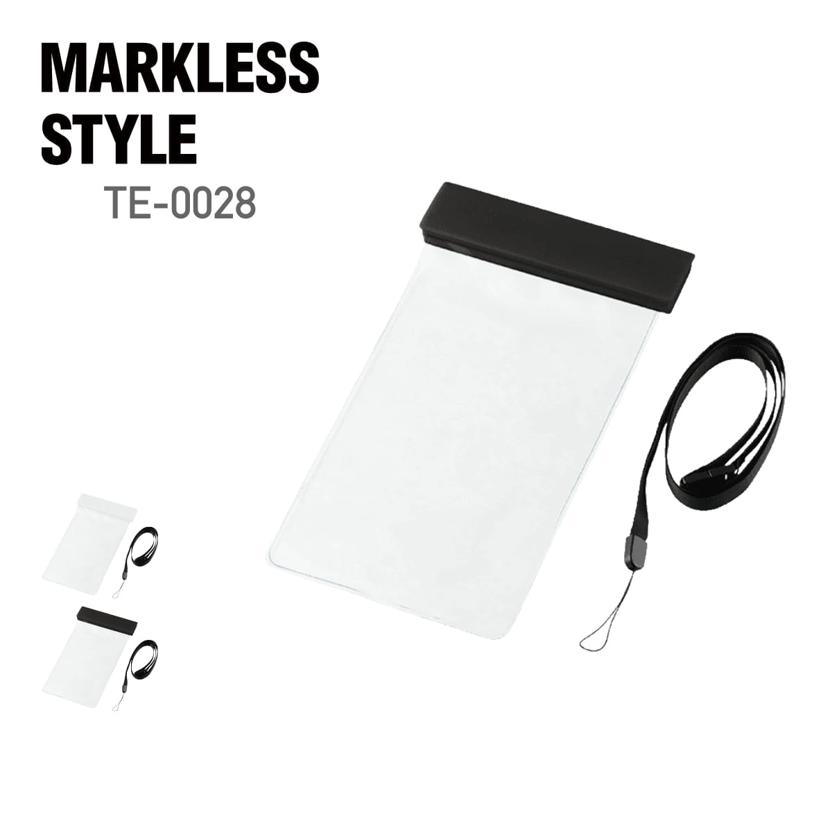 モバイルウォータープルーフポーチ6.9インチ（クリップ全面印刷対応） | ノベルティ(小物) | 1枚 | TE-0028 | ブラック