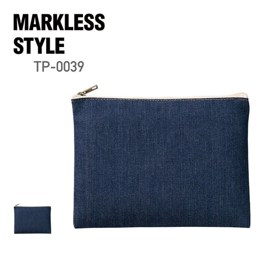 デニムフラットポーチ（M） | ノベルティ(小物) | 1枚 | TP-0039 | インディゴ