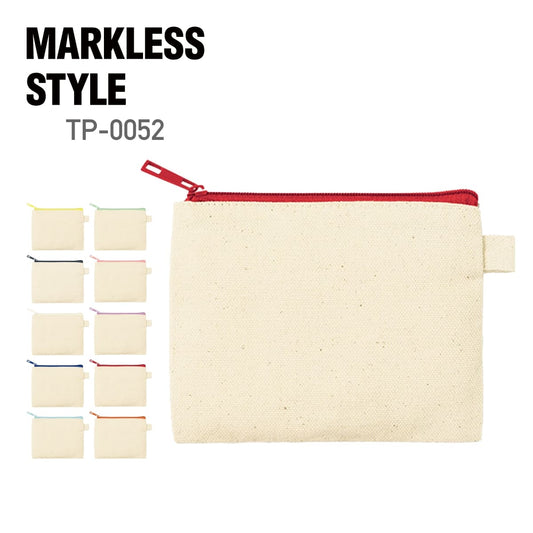 カラーファスナーキャンバスフラットポーチ（SS） | ノベルティ(小物) | 1枚 | TP-0052 | レッド
