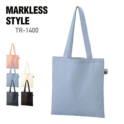 フェアトレードコットンカジュアルフラットバッグ（M） | ノベルティ(小物) | 1枚 | TR-1400 | スモークブルー