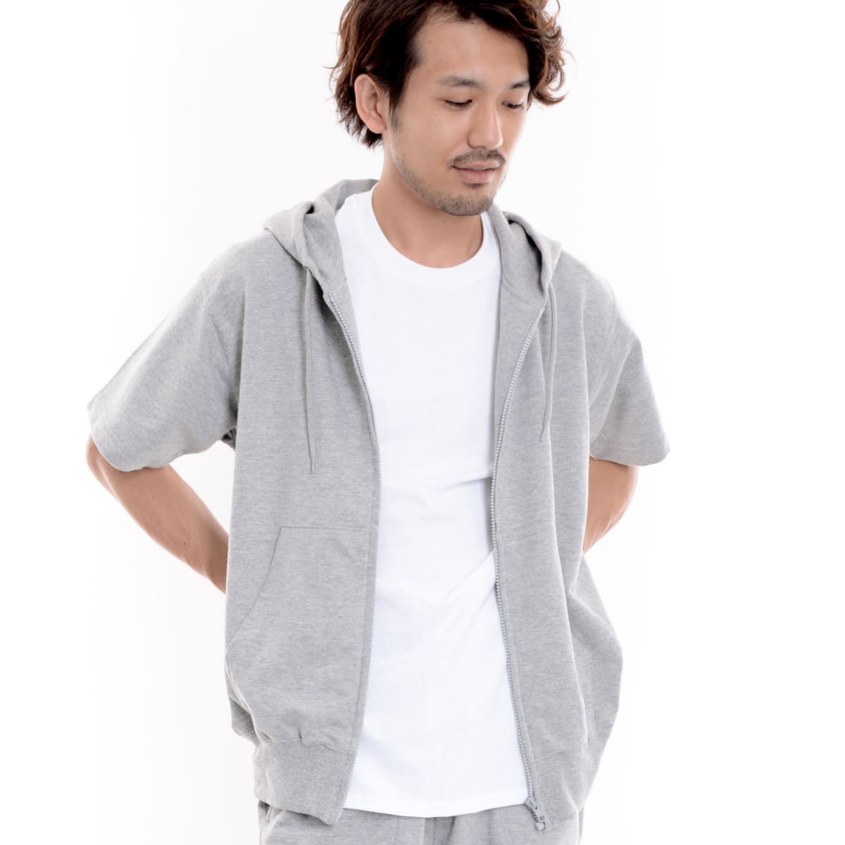半袖ジップパーカー | メンズ | 1枚 | CR5101 | ヘザーグレー – Tshirt