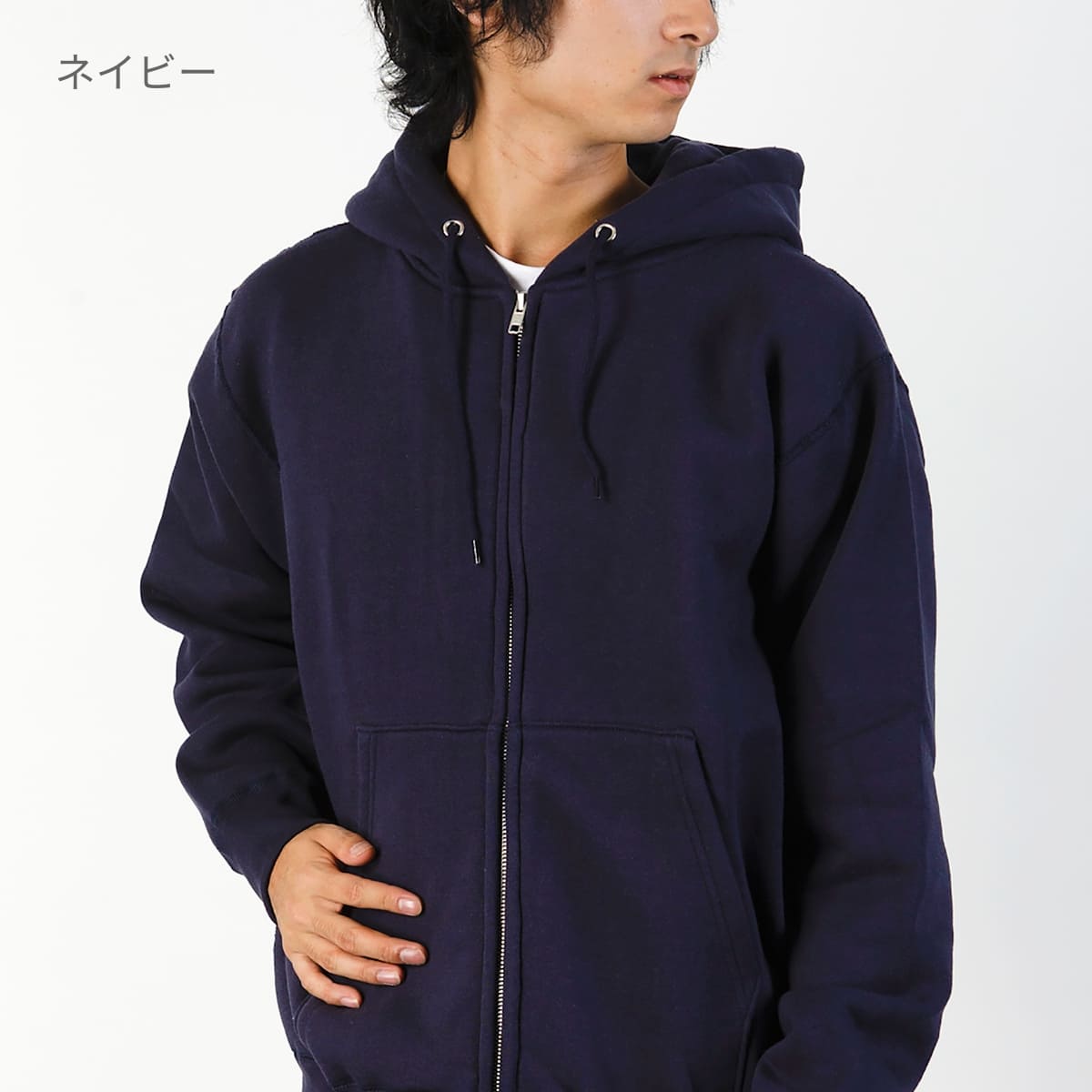 【新品未使用】レザレクションネイビーパーカー SEQUENZE パーカー 「SEQUENZ/シークエンズ」LOGO APPLIQUE ZIP HOODIE