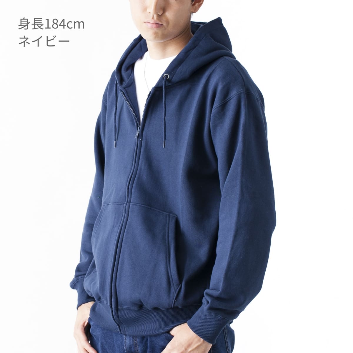 新品 レギュラーフィットスウェット ジップアップパーカー ネイビー S