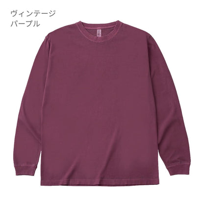 6.6オンス ロングスリーブガーメントダイTシャツ（1.6インチリブ） | メンズ | 1枚 | DF1201D | ヴィンテージレッド
