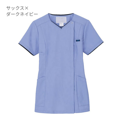 レディスジップスクラブ | 医療介護ユニフォーム | 1枚 | 7022SC | ターコイズ×ダークネイビー