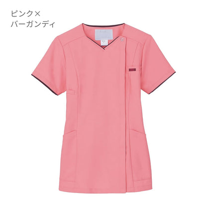 レディスジップスクラブ | 医療介護ユニフォーム | 1枚 | 7022SC | バーガンディ×チェリーピンク