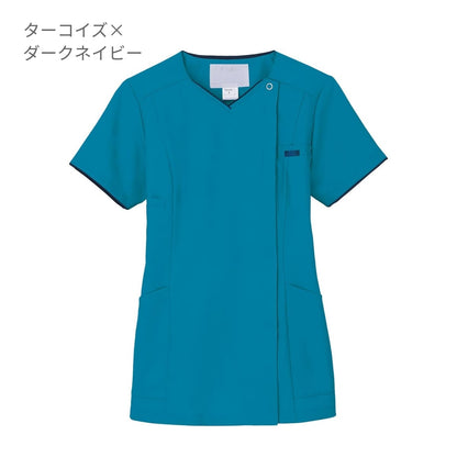 レディスジップスクラブ | 医療介護ユニフォーム | 1枚 | 7022SC | ダークネイビー×ターコイズ