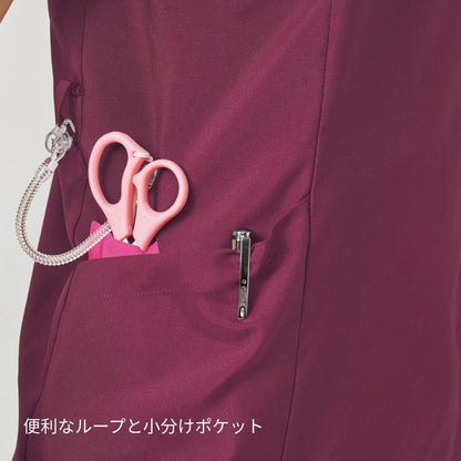レディスジップスクラブ | 医療介護ユニフォーム | 1枚 | 7023SCP | バーガンディ