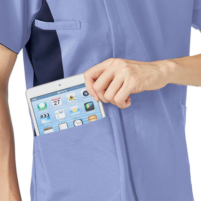 メンズジップスクラブ | 医療介護ユニフォーム | 1枚 | 7025SC | ターコイズ×ダークネイビー