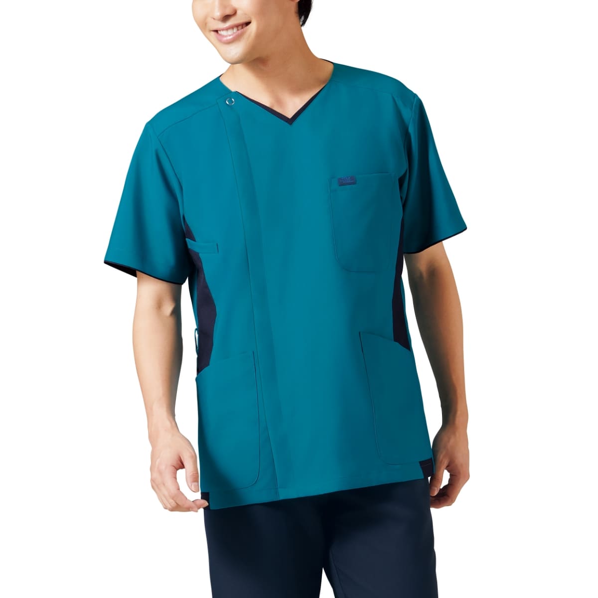 メンズジップスクラブ | 医療介護ユニフォーム | 1枚 | 7025SC | サックス×ダークネイビー