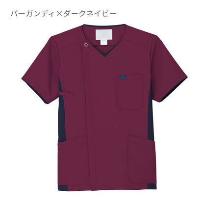 メンズジップスクラブ | 医療介護ユニフォーム | 1枚 | 7025SC | ダークネイビー×ターコイズ