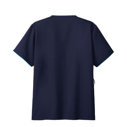 メンズジップスクラブ | 医療介護ユニフォーム | 1枚 | 7028SC | ダークネイビー×ターコイズ