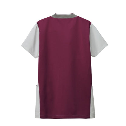 レディスジップスクラブ | 医療介護ユニフォーム | 1枚 | 7043SC | グレー×バーガンディ