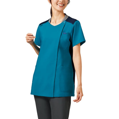 レディスジップスクラブ | 医療介護ユニフォーム | 1枚 | 7043SC | ダークネイビー×ダークネイビー