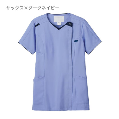 レディスニットスクラブ | 医療介護ユニフォーム | 1枚 | 7050SC | サックス×ダークネイビー