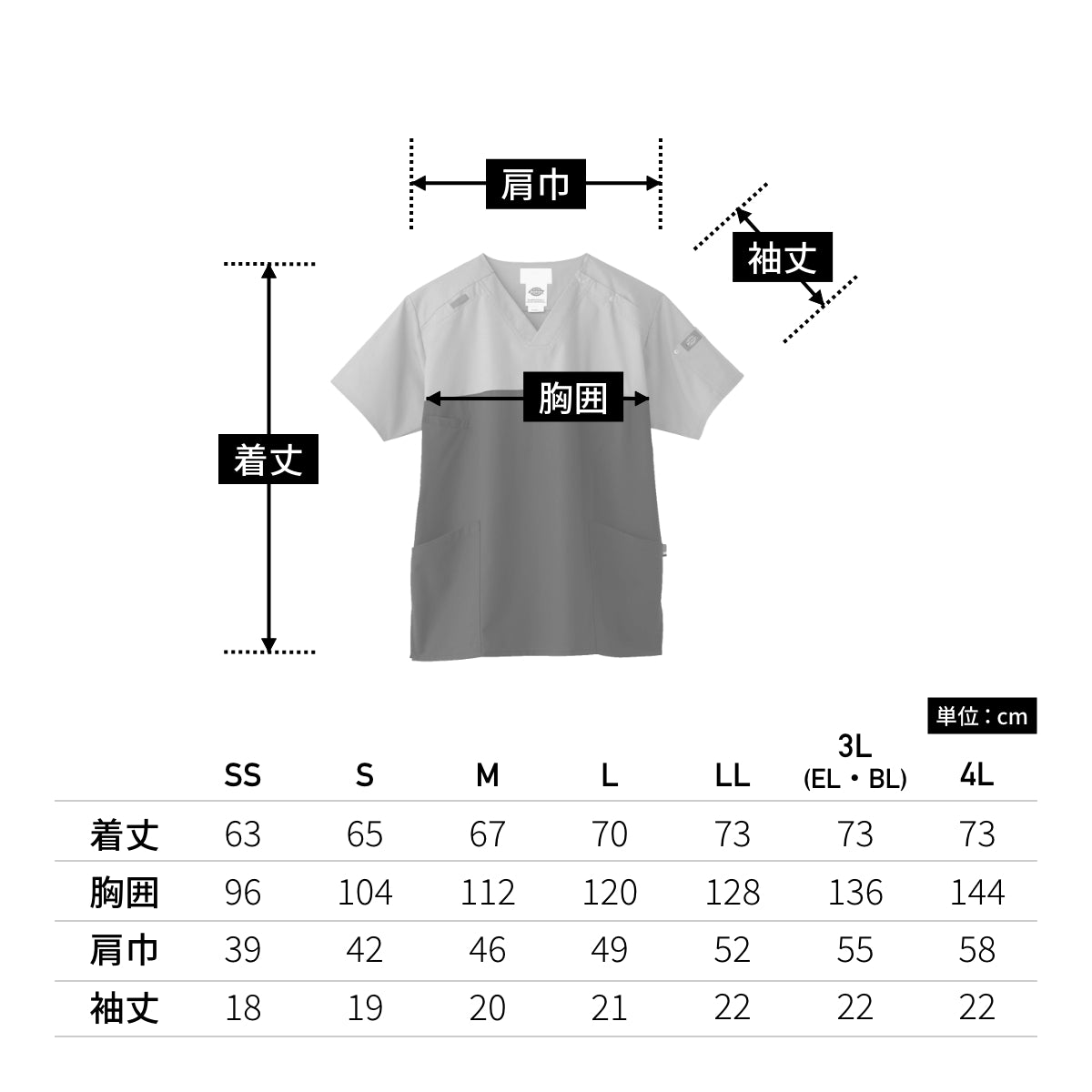 スクラブ（Dickies） | メディカルウェア | 1枚 | 7040SC | ガンメタ×ナイト