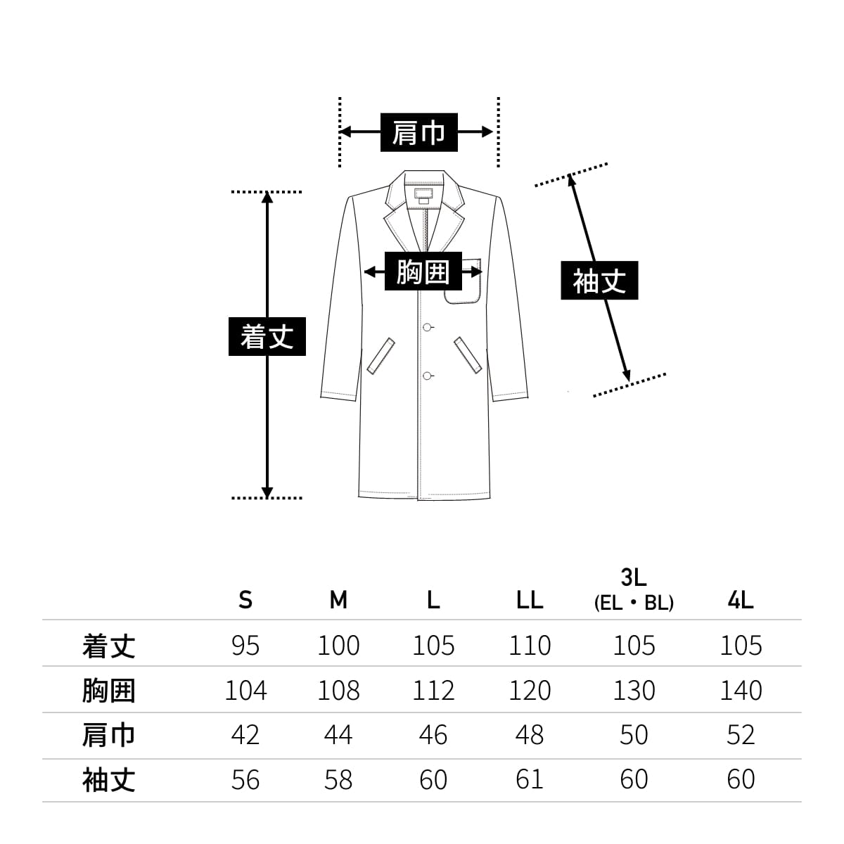 メンズ診察衣シングル | ユニフォーム | 1枚 | 1530PO | ホワイト