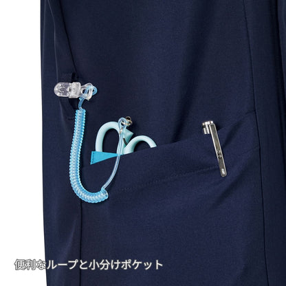 メンズジップスクラブ | 医療介護ユニフォーム | 1枚 | 7058SC | ダークネイビー×ターコイズ