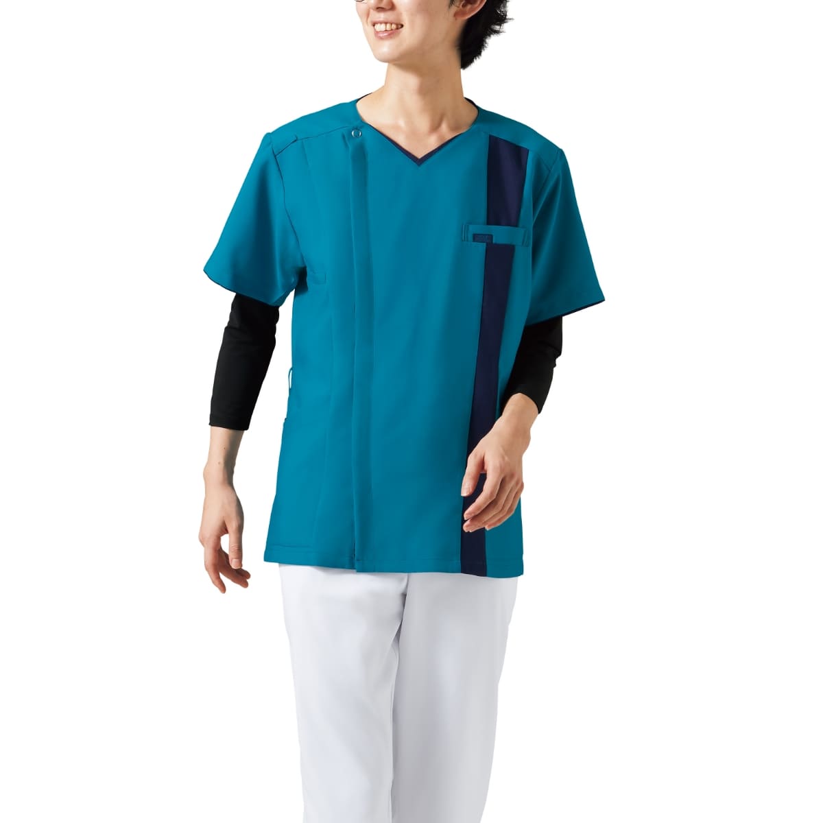 メンズジップスクラブ | 医療介護ユニフォーム | 1枚 | 7058SC | ロイヤルブルー×ダークネイビー