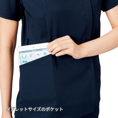 レディスジップスクラブ | 医療介護ユニフォーム | 1枚 | 7068SC | ピンク×ダークネイビー